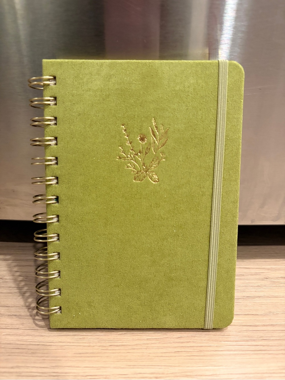 Olive Green Spiral Notebook with Elastic Closure - 96 Sheets